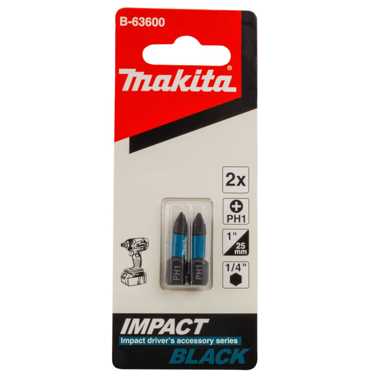 Бита Makita Impact Black PH1х25мм 2шт (B-63600) — Фото 1